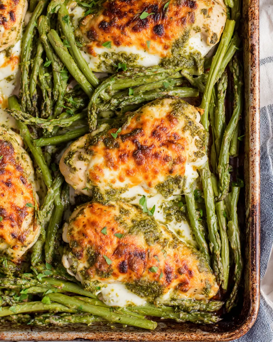 Easy Pesto Mozzarella Chicken Sheet Pan Meal dish photo