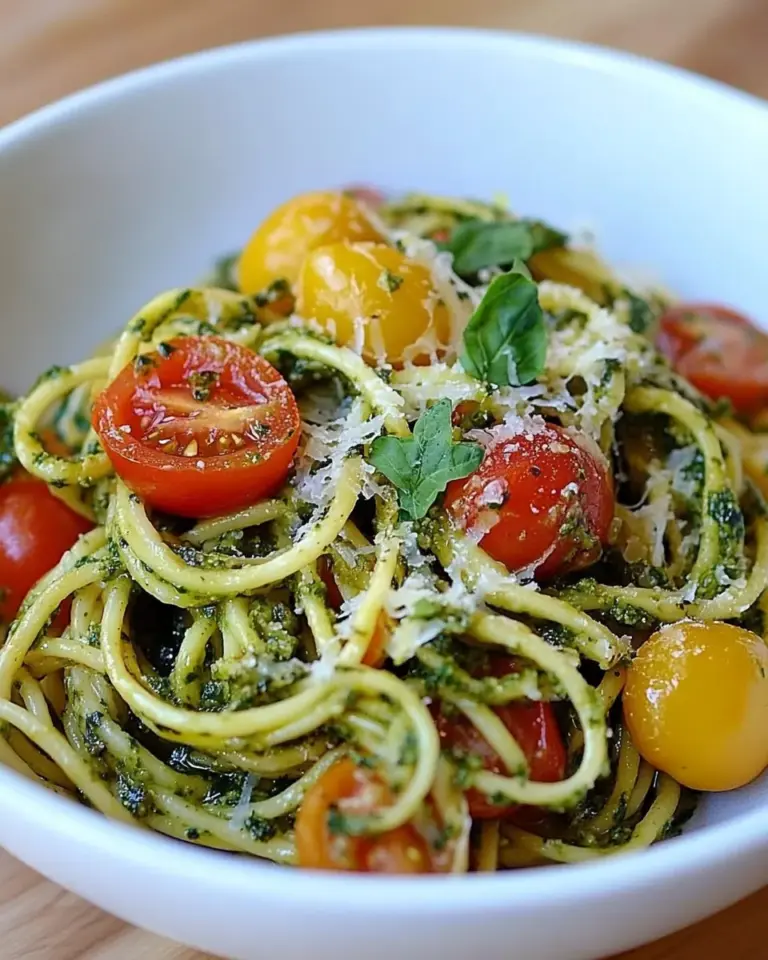 Homemade Pesto Spaghetti Zoodles with Heirloom Tomatoes photo