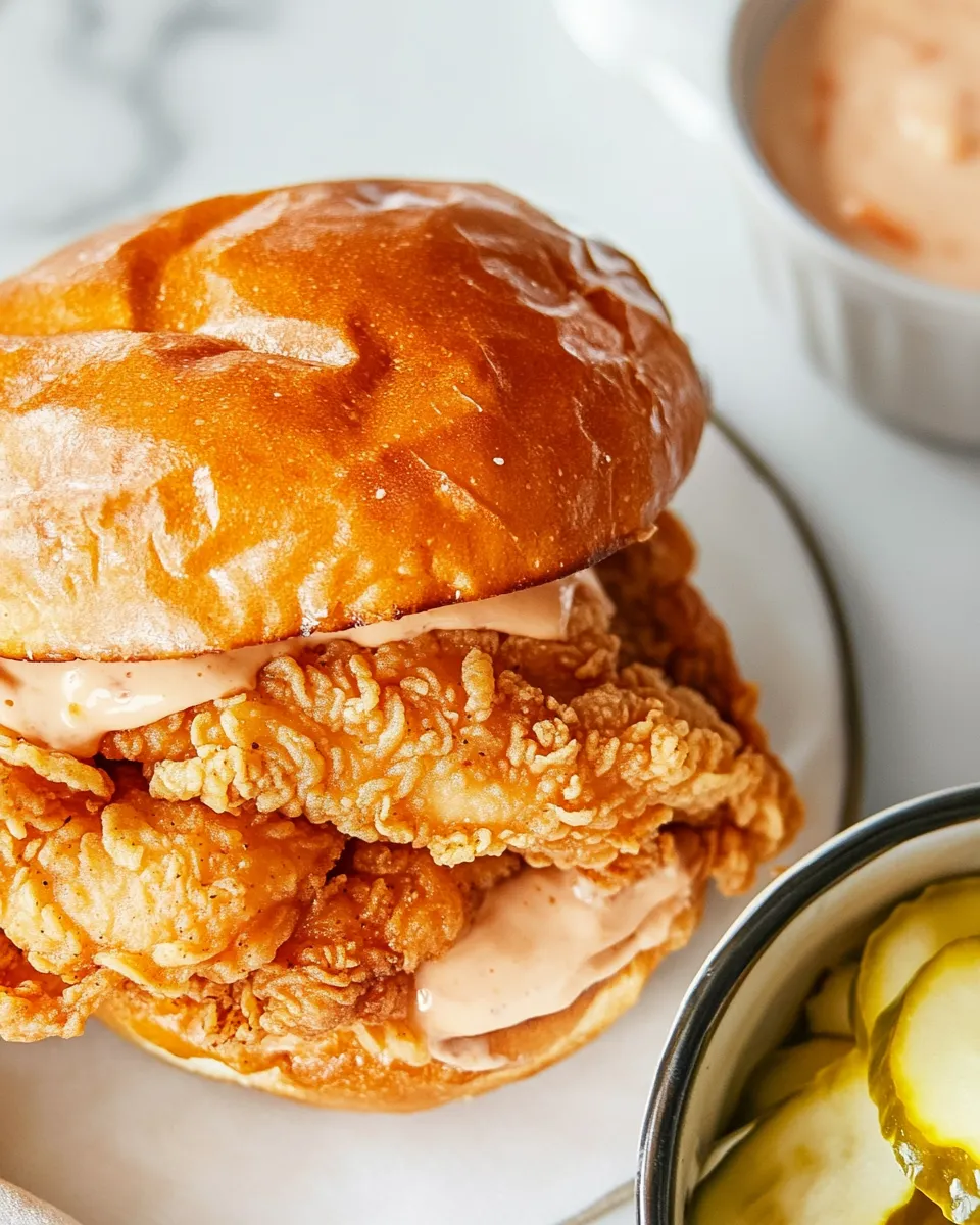 delicious Popeyes Chicken Sandwich plate image