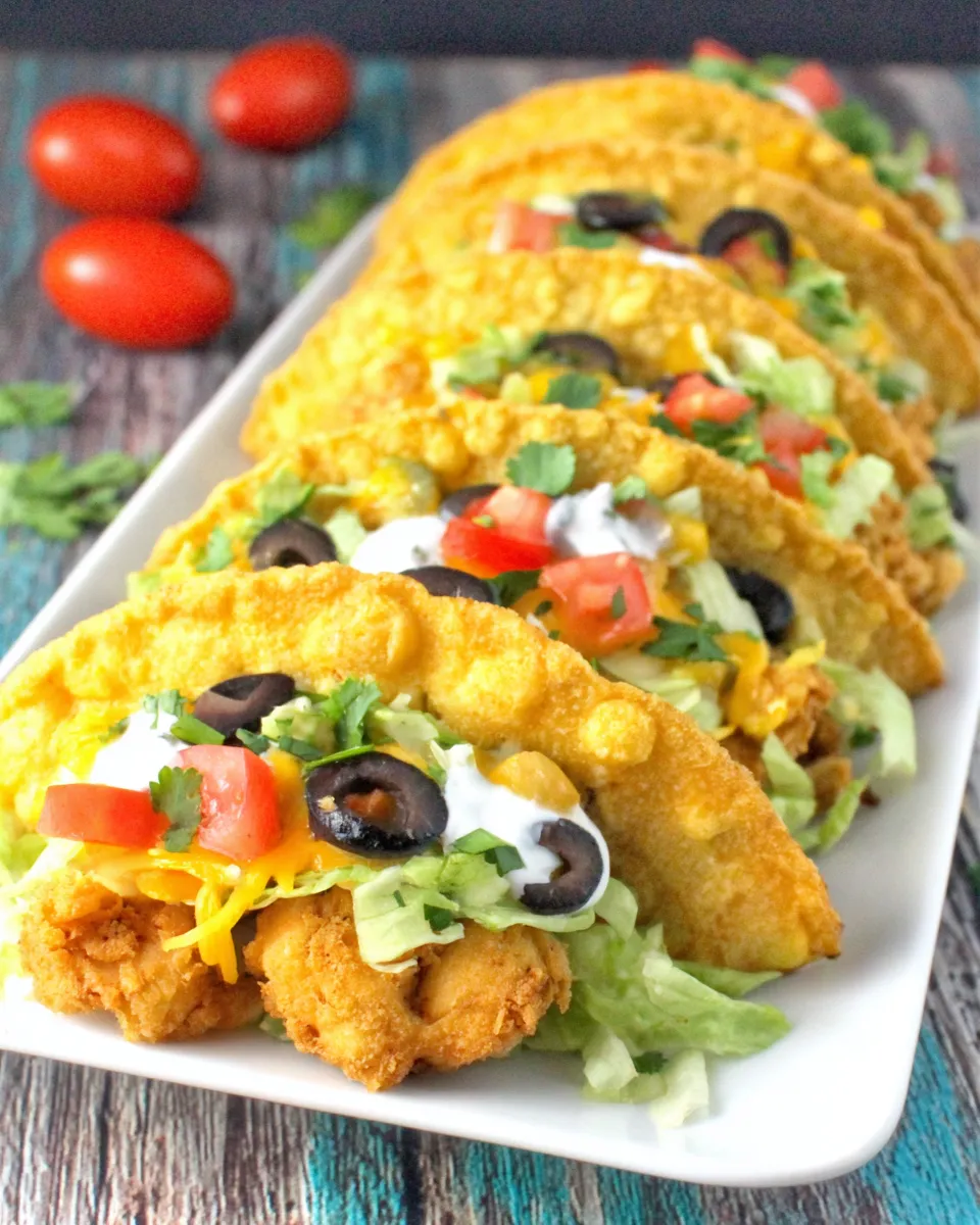 Delicious Puffy Chicken Tacos plate image