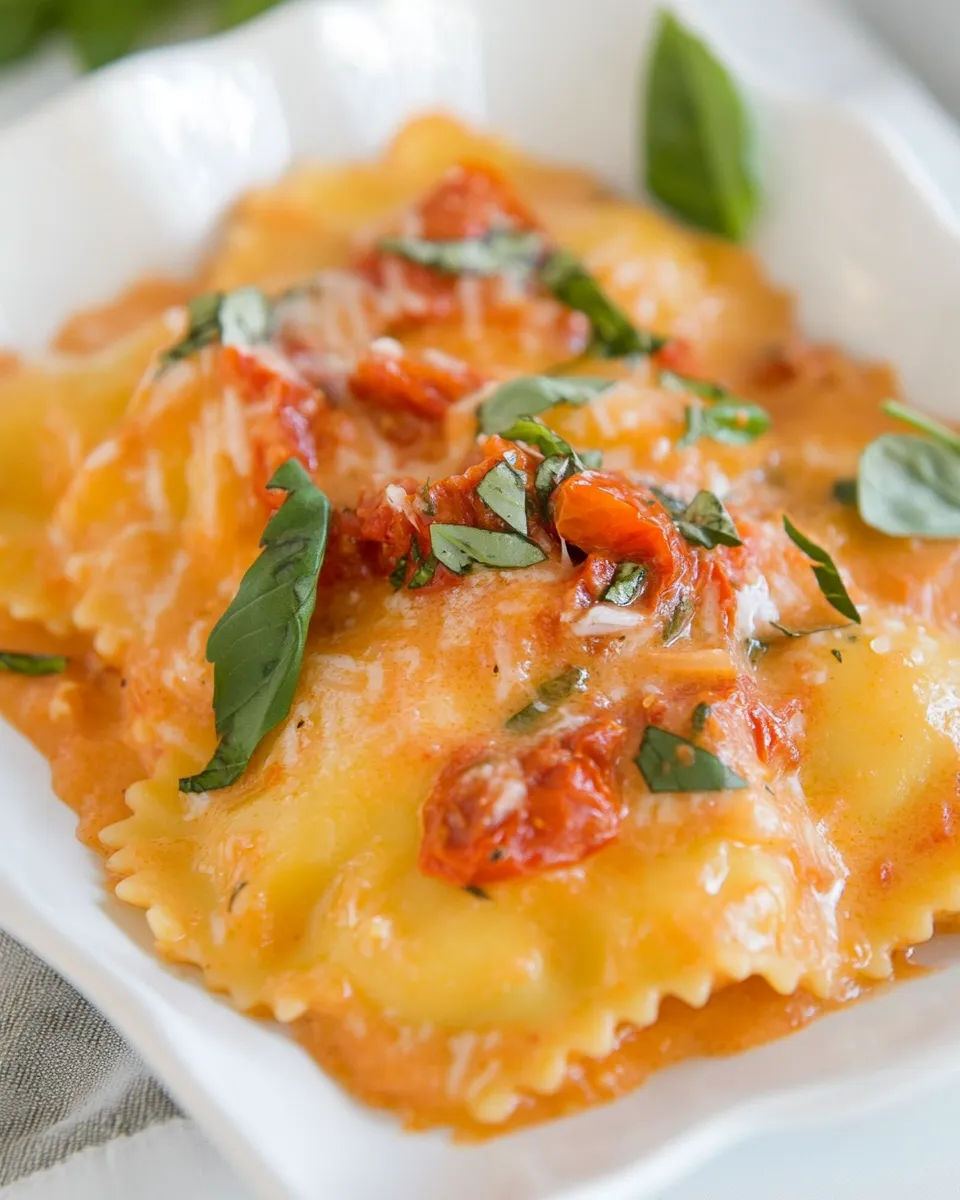Easy Ravioli with Creamy Sun-dried Tomato and Basil Sauce picture