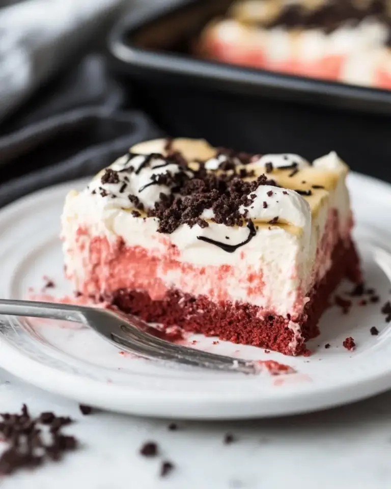 Homemade Red Velvet Cheesecake Dessert Lasagna photo