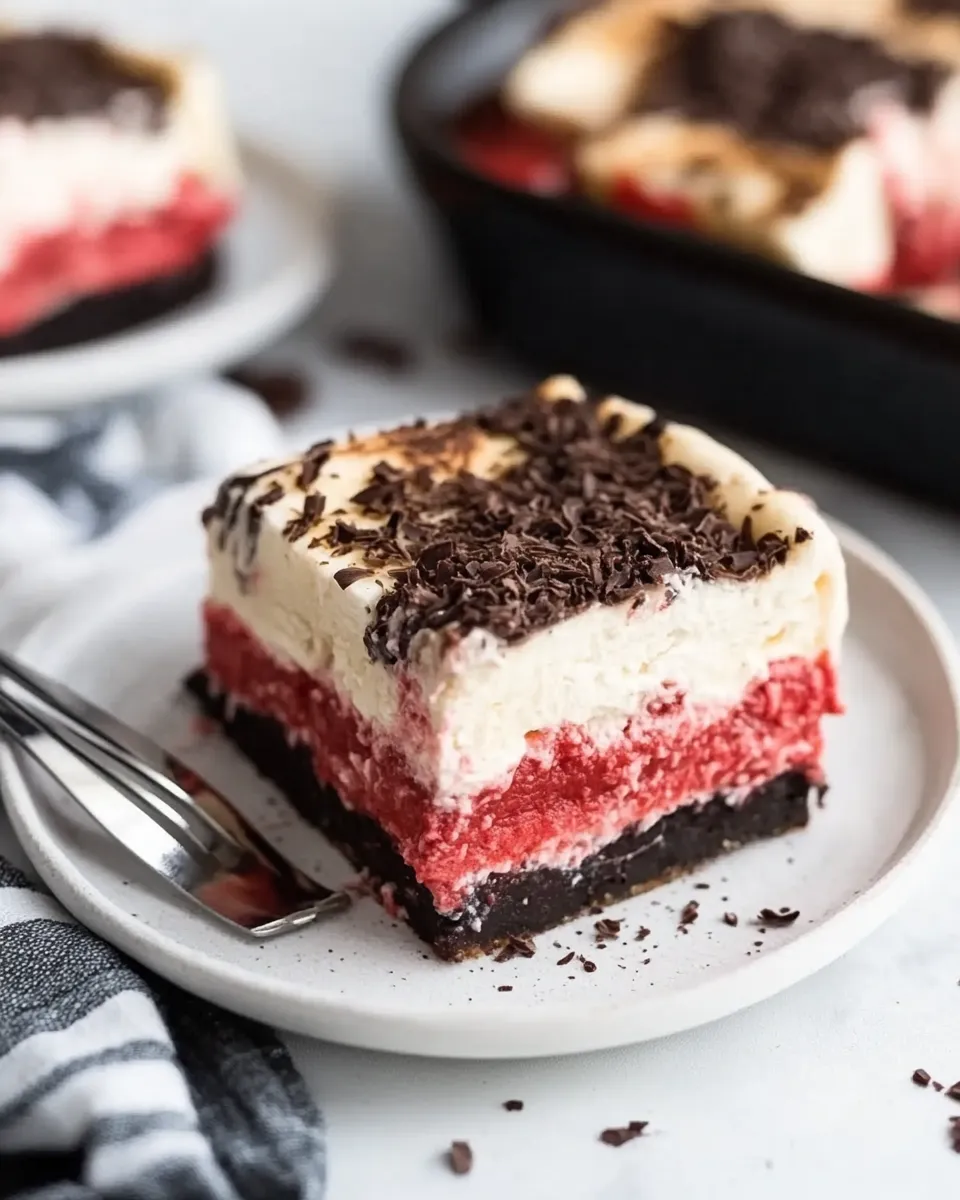 Delicious Red Velvet Cheesecake Dessert Lasagna shot