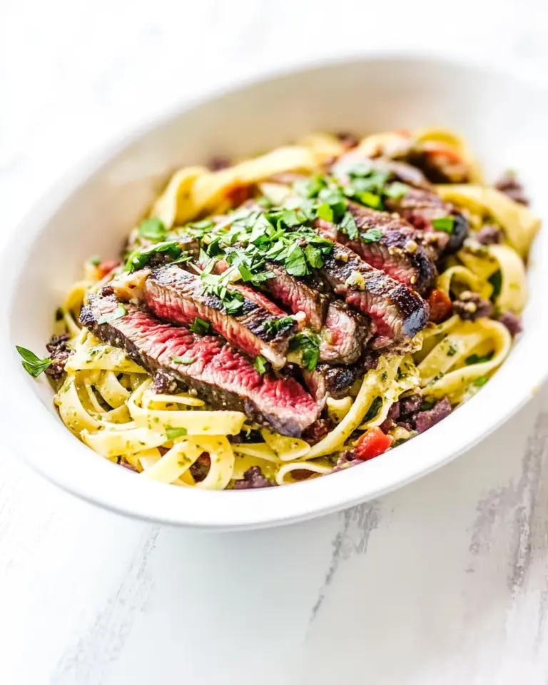 Homemade Ribeye Steak Pasta Puttanesca photo