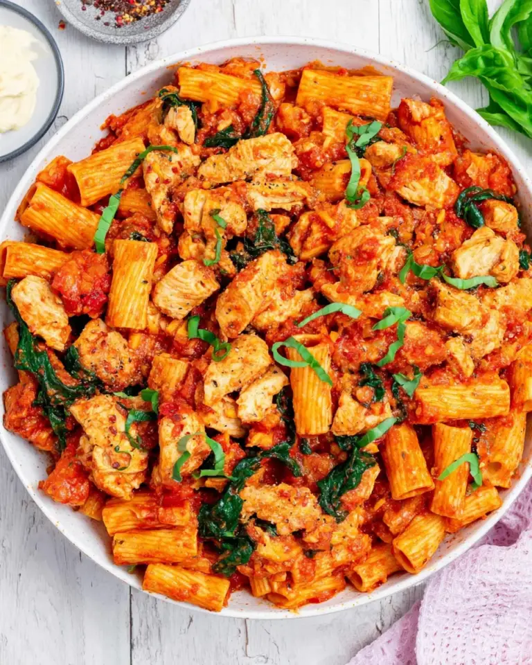 Homemade Rigatoni Arrabbiata with Chicken photo
