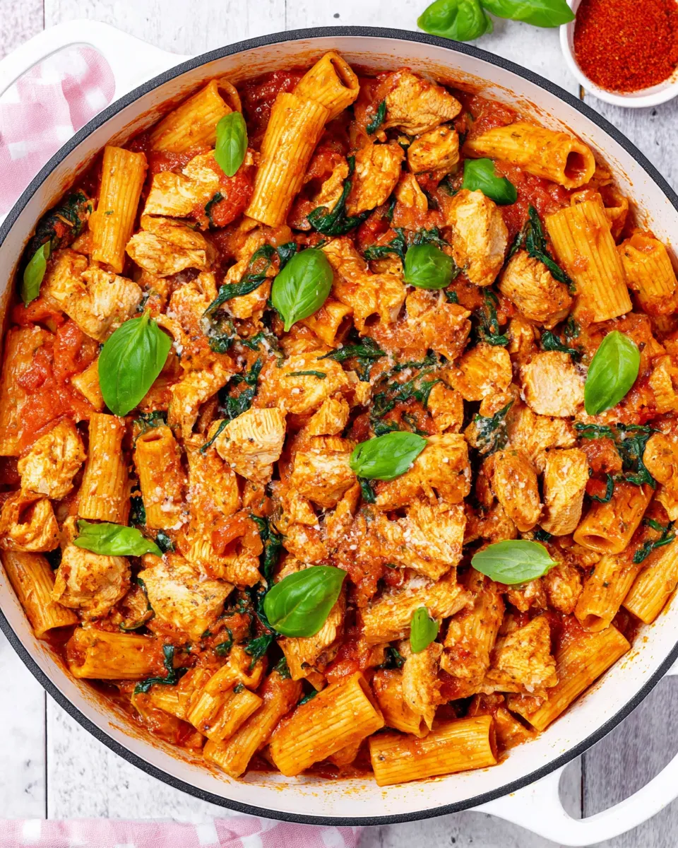 Easy Rigatoni Arrabbiata with Chicken recipe photo