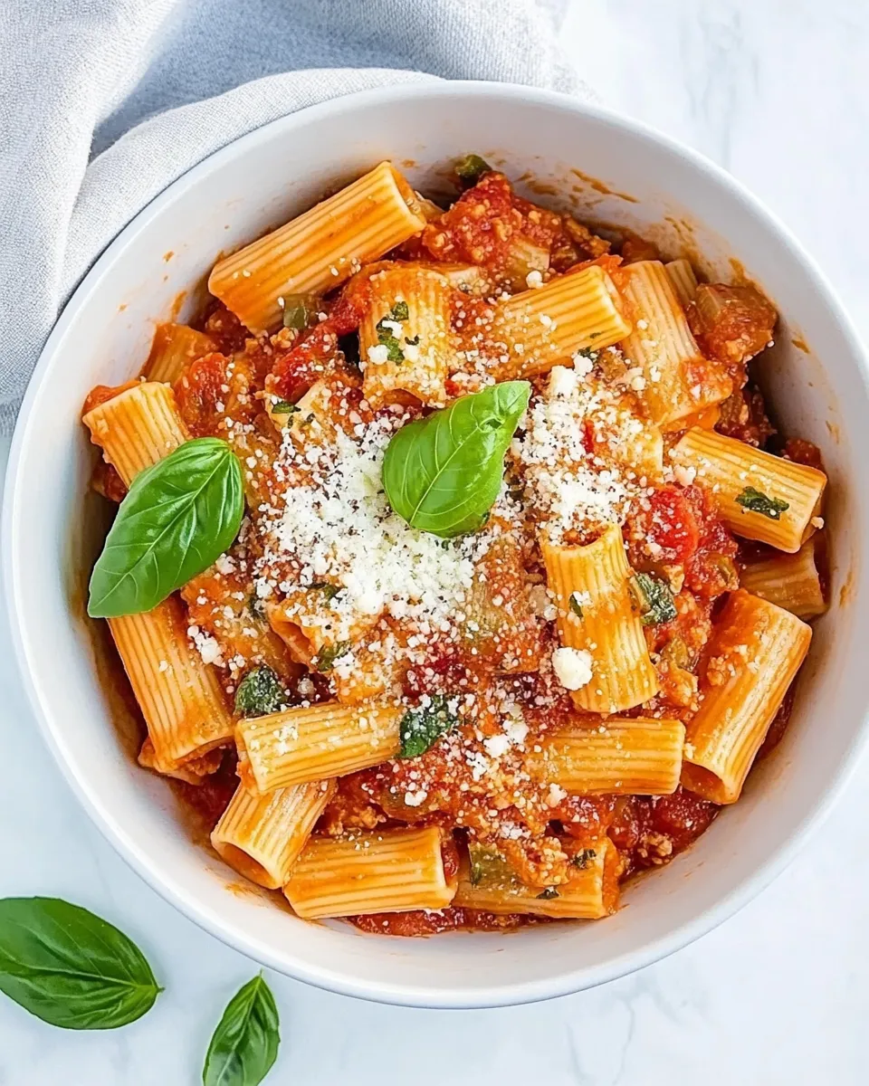 Delicious Rigatoni Pomodoro plate image