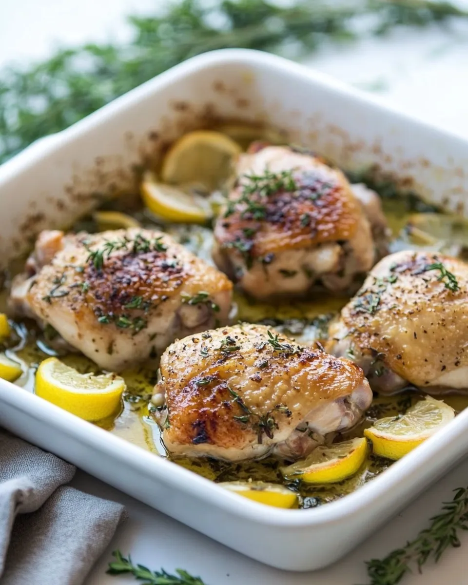 Delicious Roasted Chicken Thighs with Garlic shot
