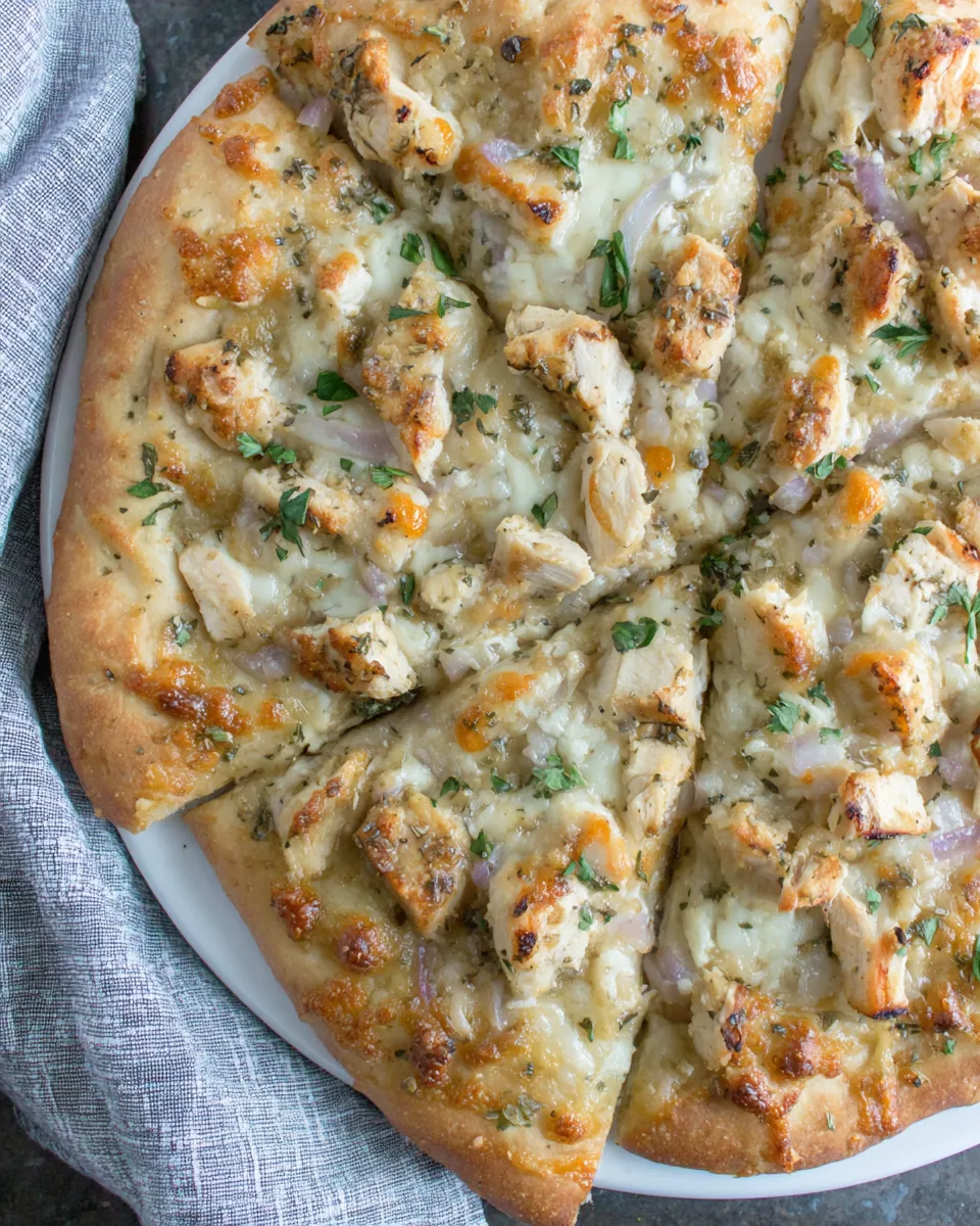 Homemade Roasted Garlic Chicken Pizza photo