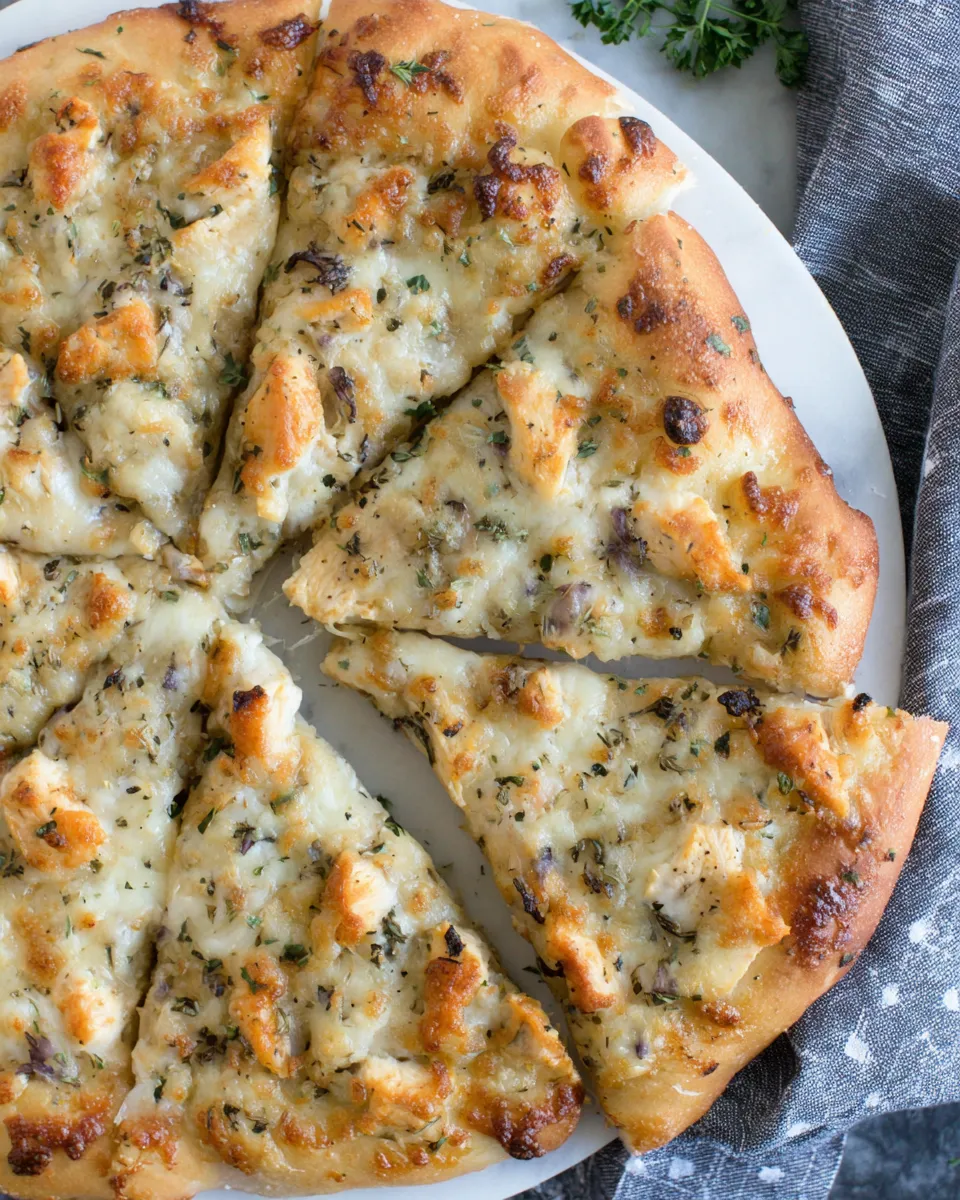 Easy Roasted Garlic Chicken Pizza recipe photo