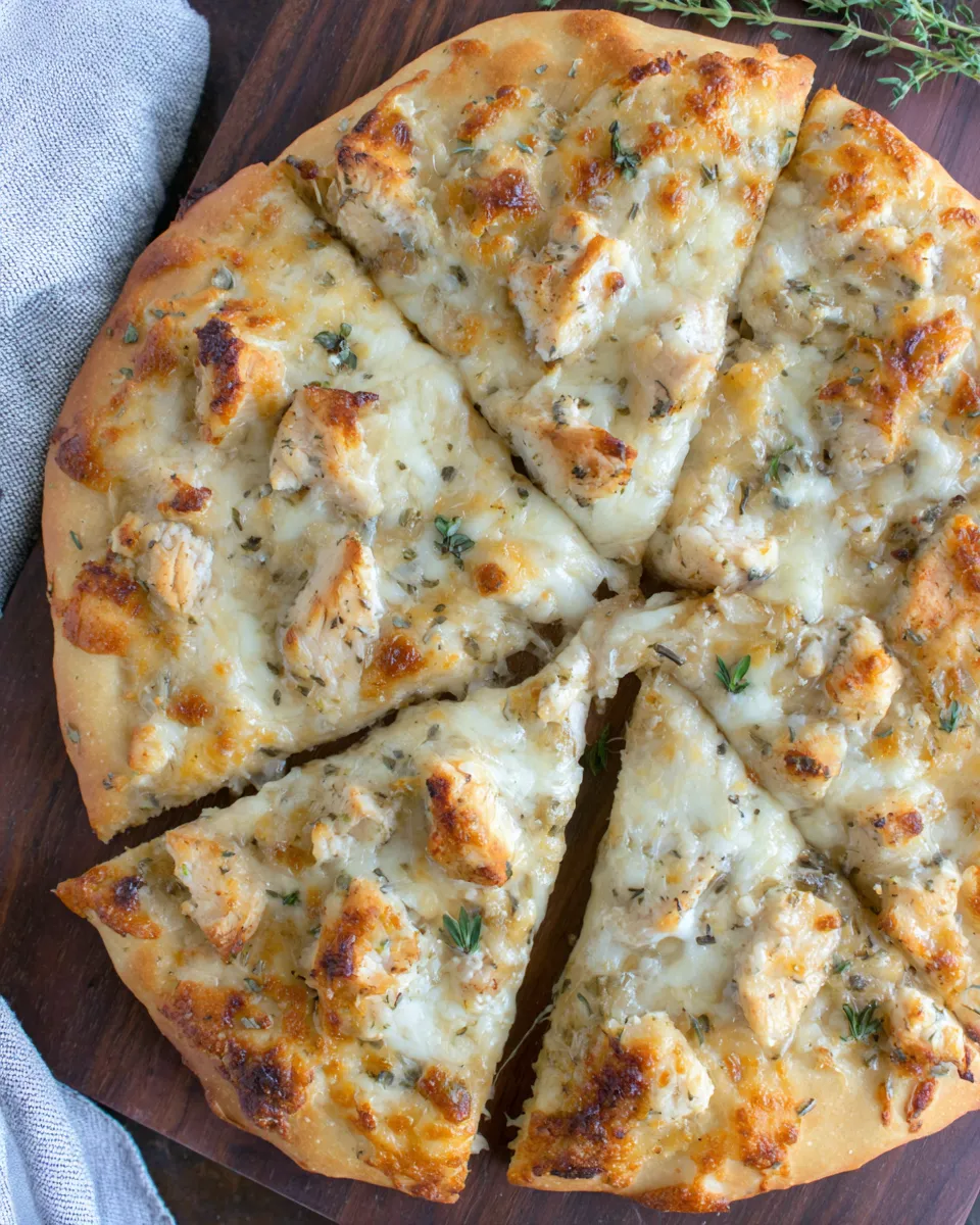 Delicious Roasted Garlic Chicken Pizza dish photo