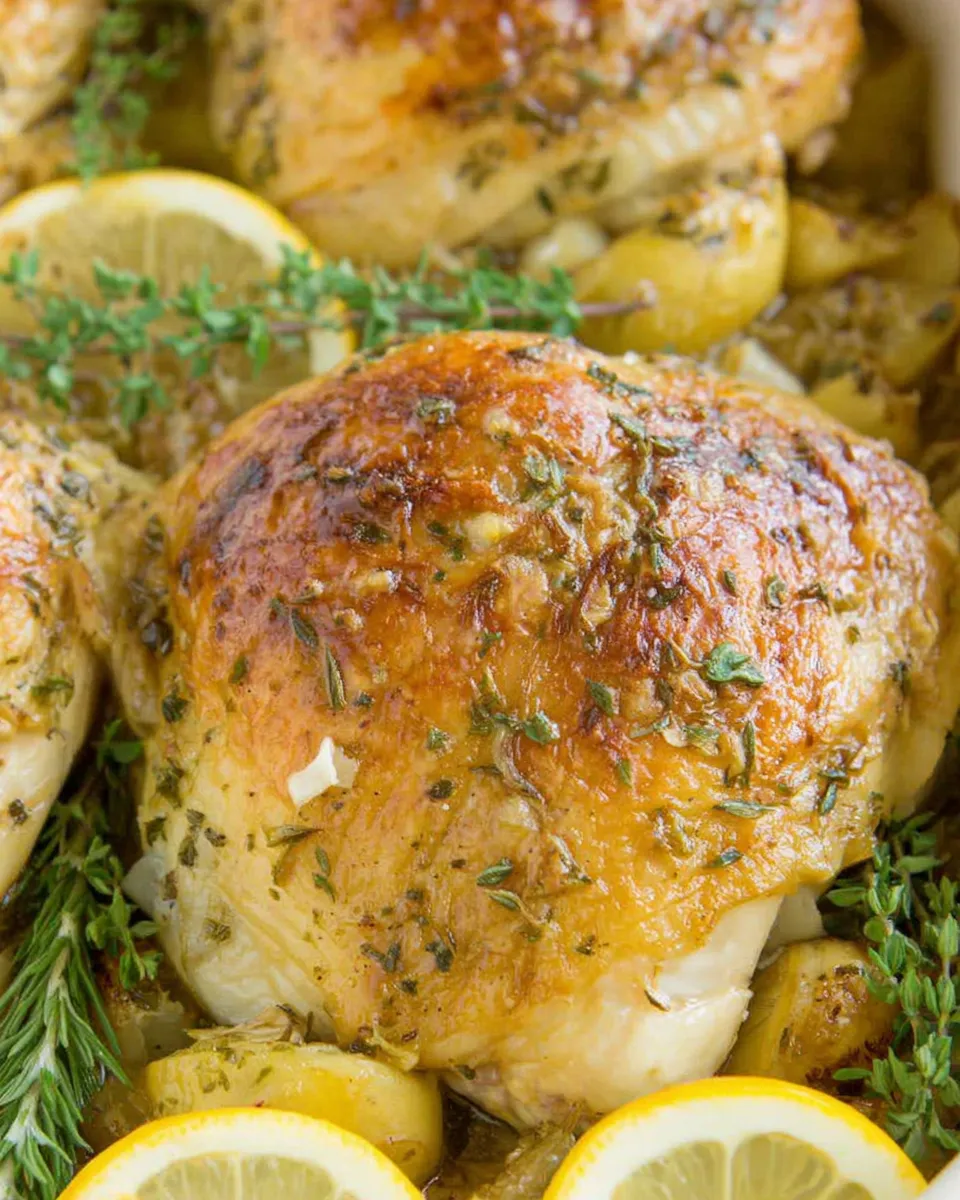 Easy Roasted Lemon Garlic Herb Chicken food shot
