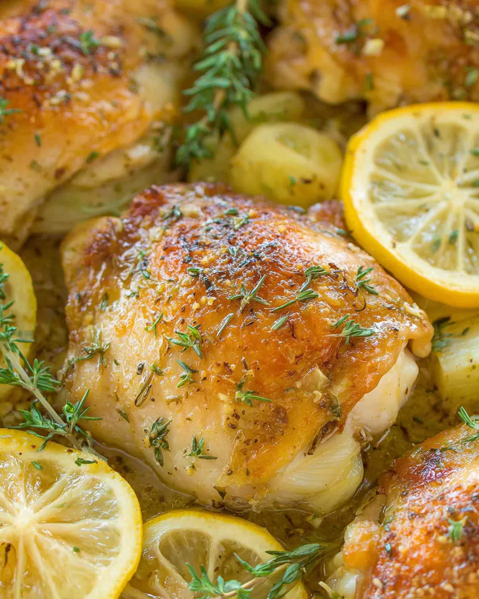 Delicious Roasted Lemon Garlic Herb Chicken plate image