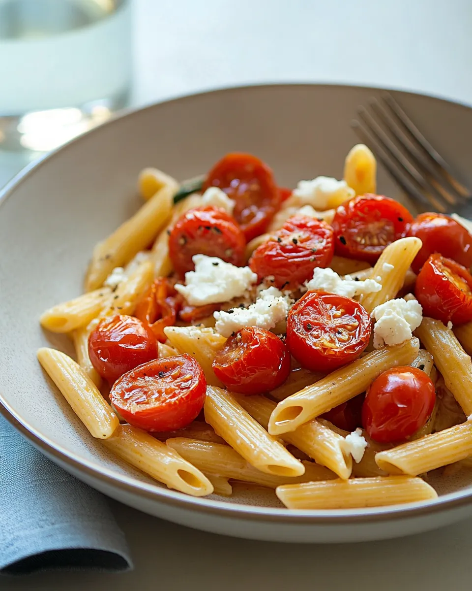 Delicious Roasted Tomato Penne with Goat Cheese dish photo