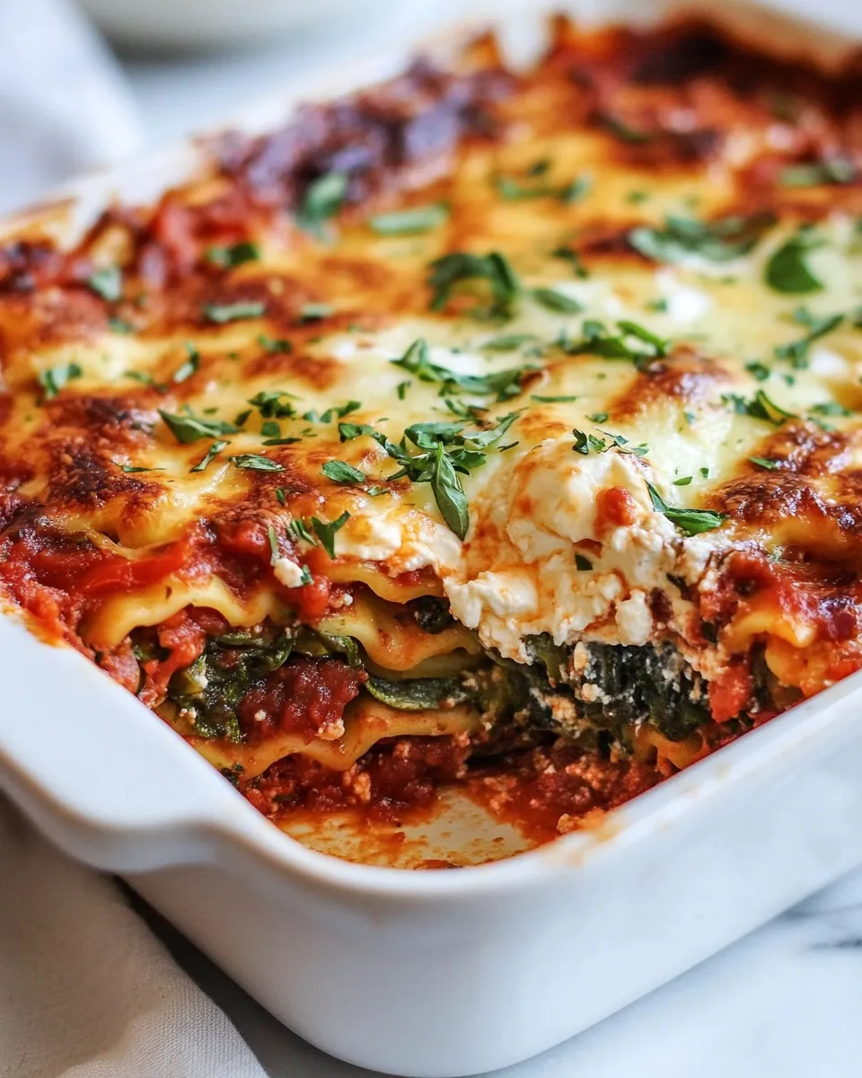 Homemade Roasted Vegetable Lasagna with Burrata. photo