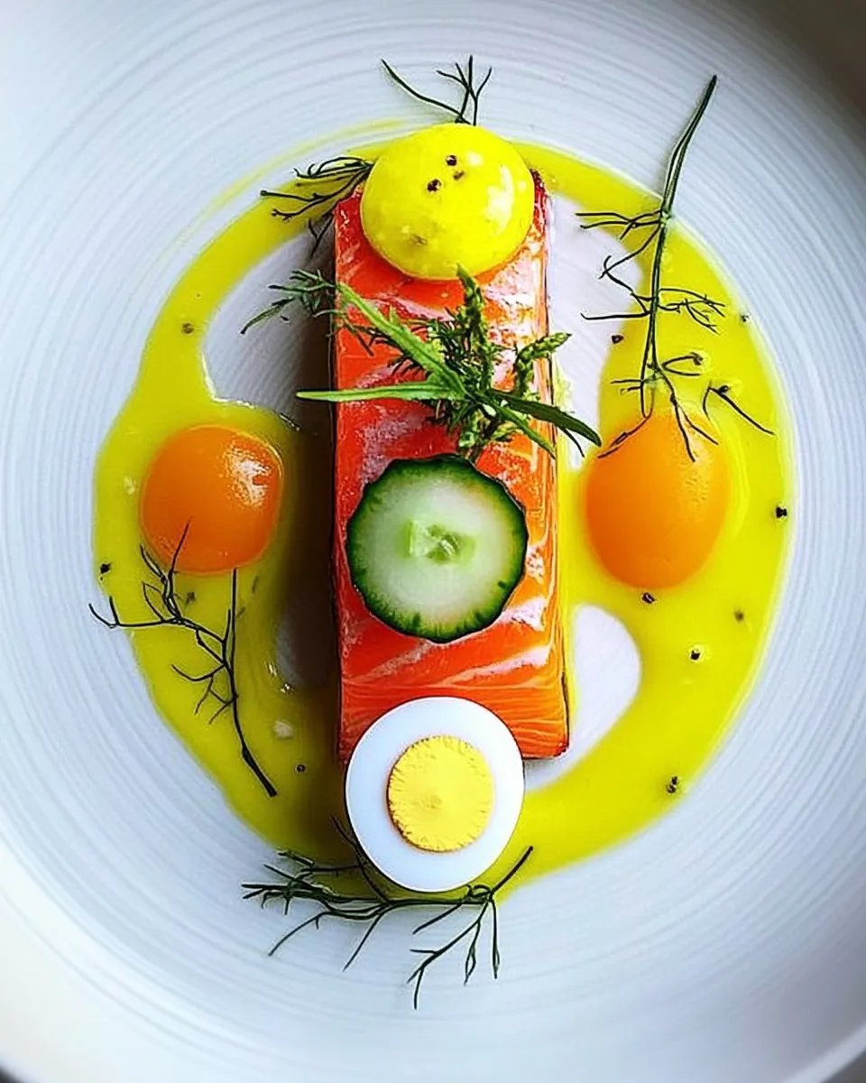 easy Salmon Gravlax with Cucumber, Quail Egg and Oranges picture