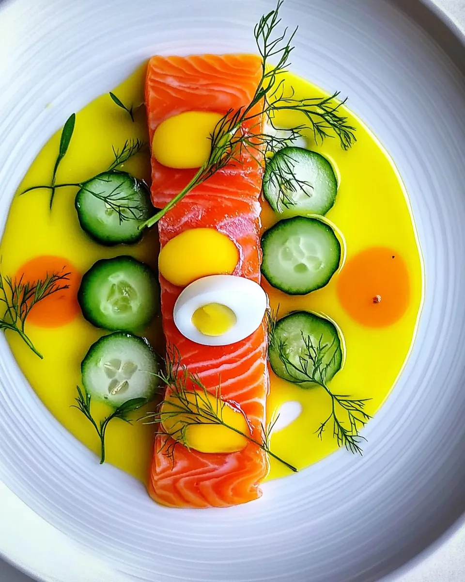 delicious Salmon Gravlax with Cucumber, Quail Egg and Oranges shot