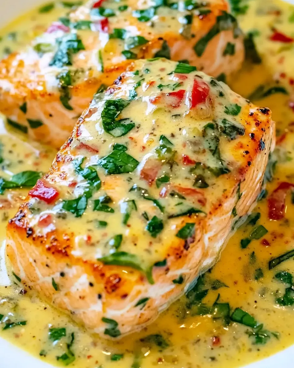 Delicious Salmon in Roasted Pepper Sauce dish photo