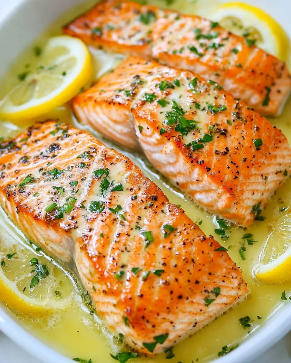 Classic Salmon with Garlic Lemon Butter Sauce image