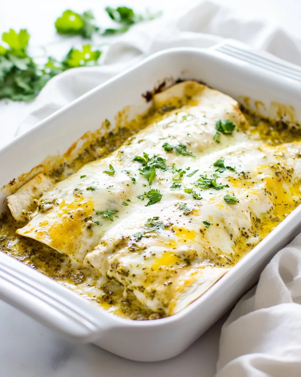 Delicious Salsa Verde Chicken Enchiladas shot