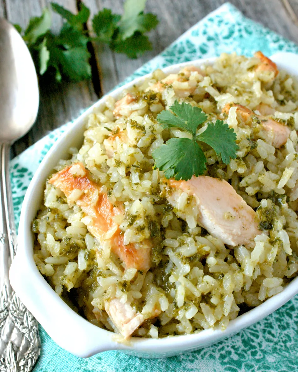 Classic Salsa Verde Chicken & Rice Bake dish photo