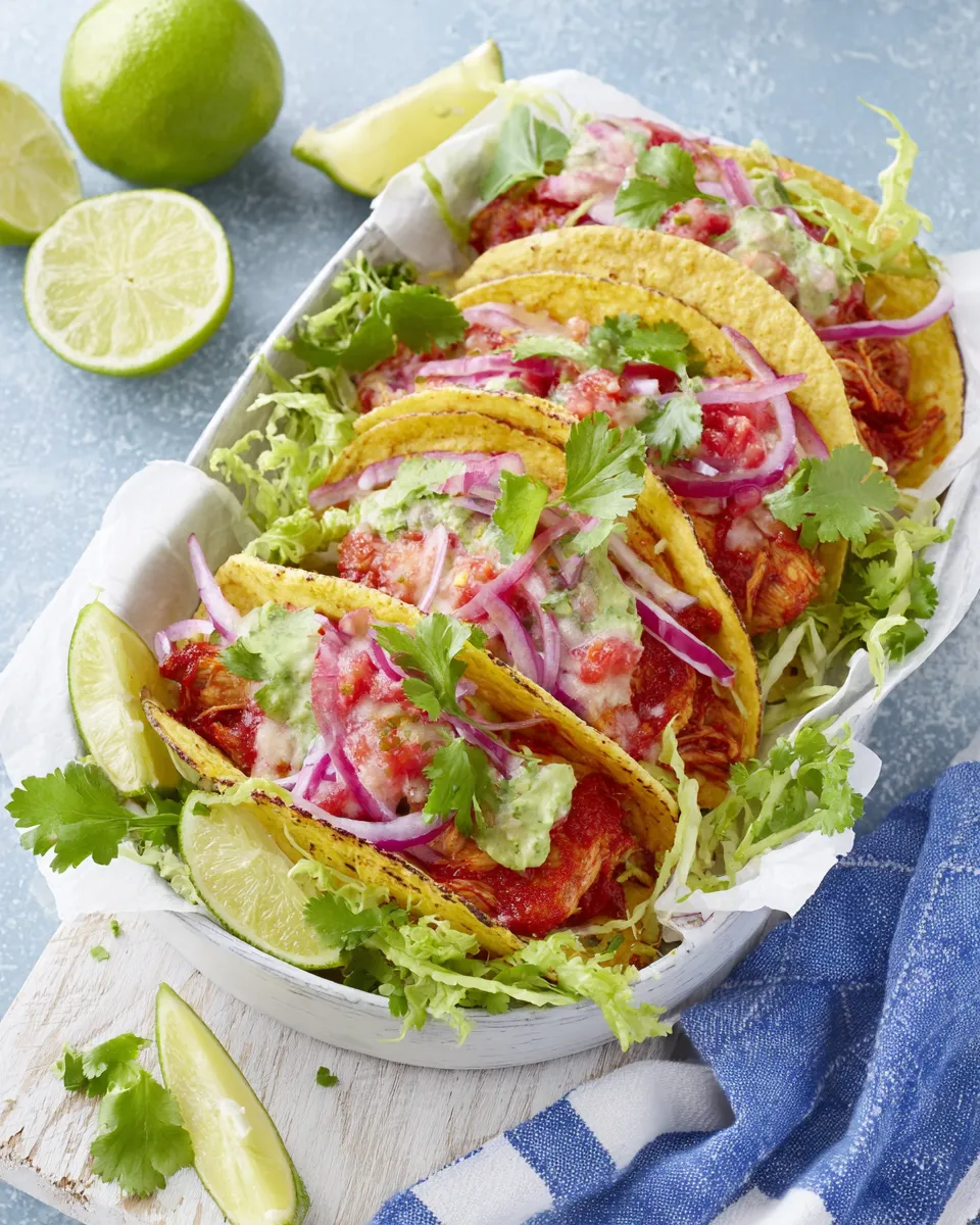 Delicious Saucy Chicken Tinga Tacos dish photo
