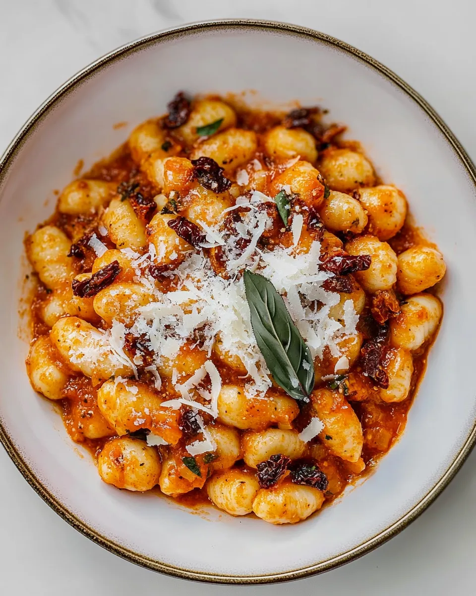 Delicious Saucy Sun Dried Tomato Gnocchi. shot