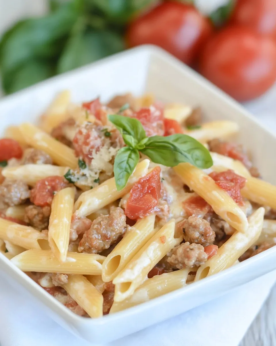 Delicious Sausage Penne Pasta dish photo