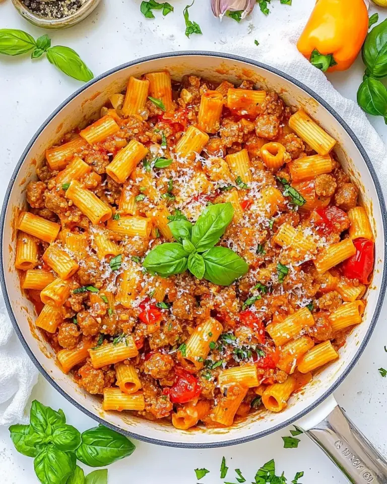homemade Sausage Rigatoni Pasta Skillet photo