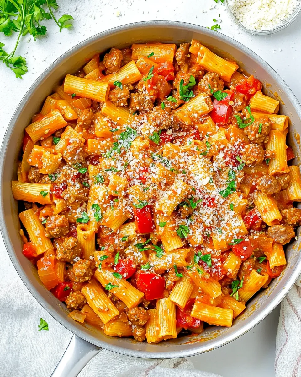 classic Sausage Rigatoni Pasta Skillet image