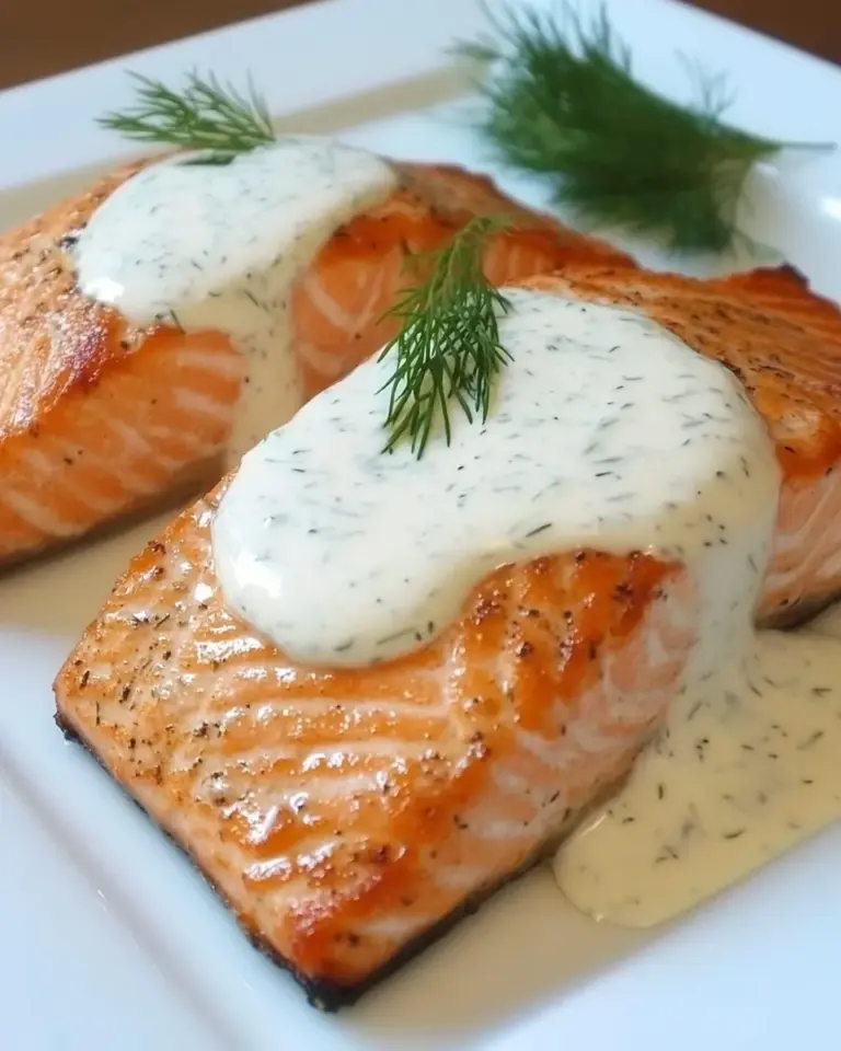 Homemade Seared Salmon with Creamy Dill Sauce photo