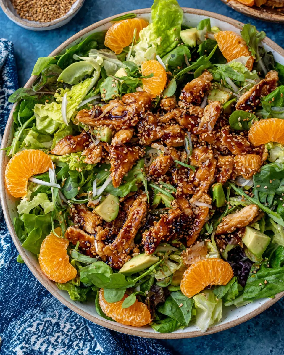 Homemade Sesame Ginger Orange Chicken Salad. recipe photo