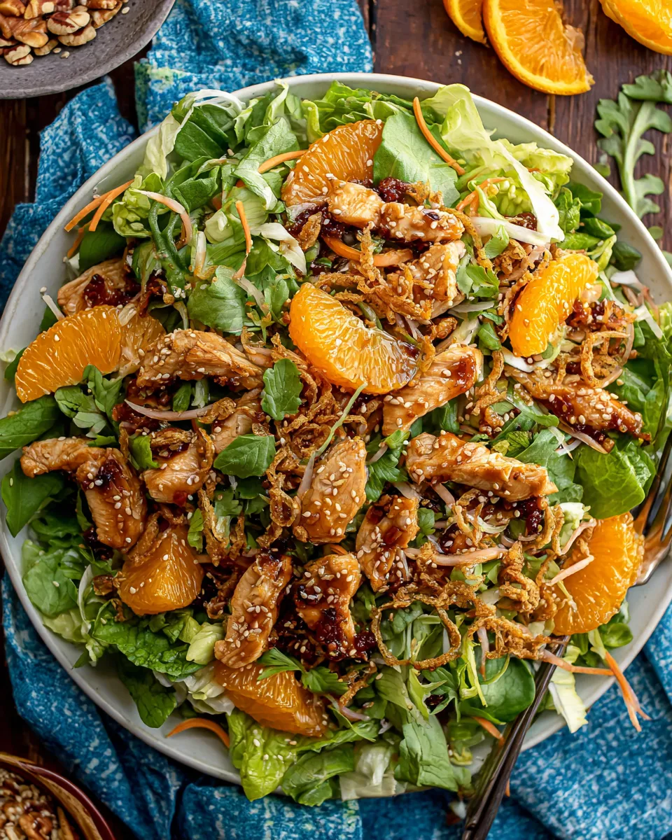 Easy Sesame Ginger Orange Chicken Salad. food shot