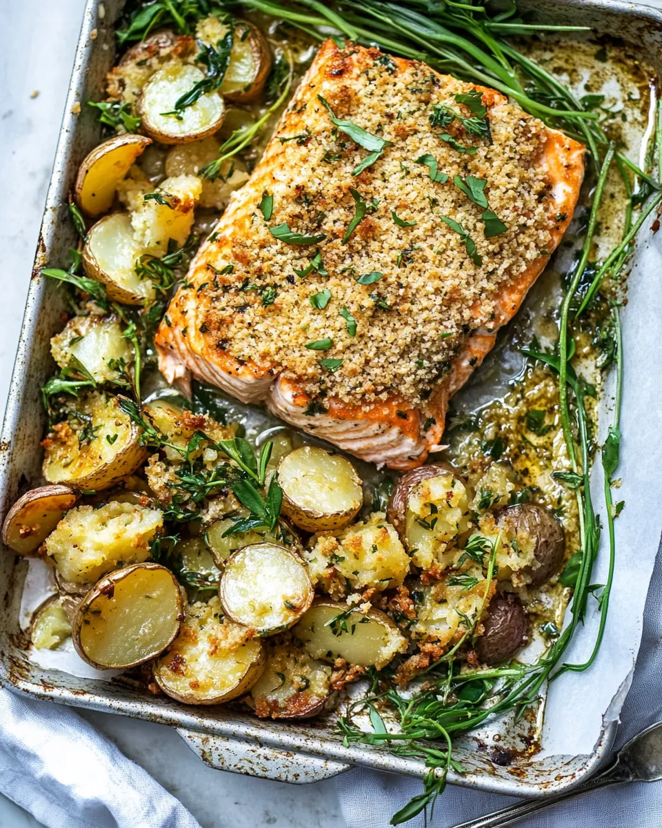 classic Sheet Pan Dijon Salmon and Panko Potatoes. image