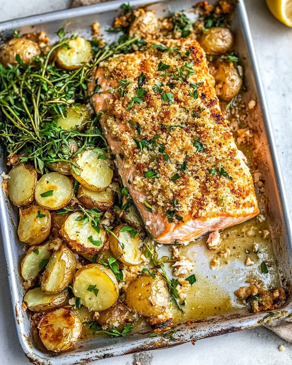 easy Sheet Pan Dijon Salmon and Panko Potatoes. picture