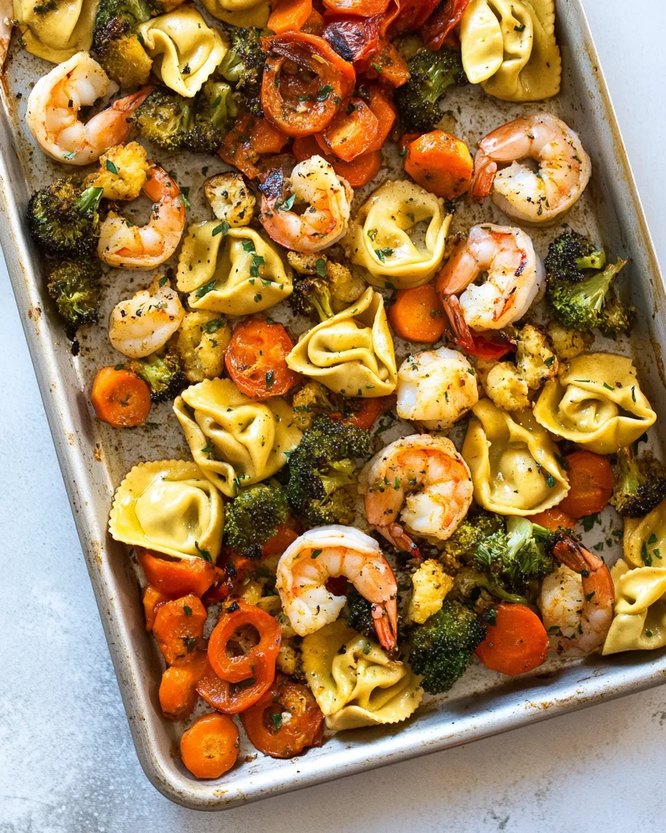 Classic Sheet Pan Shrimp Tortellini & Vegetables. image