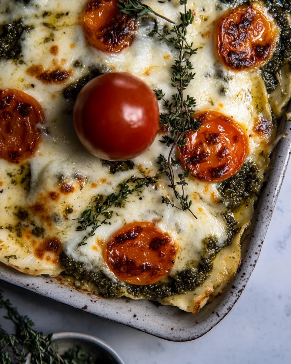 delicious Sheet Pan White Pesto Lasagna. food shot
