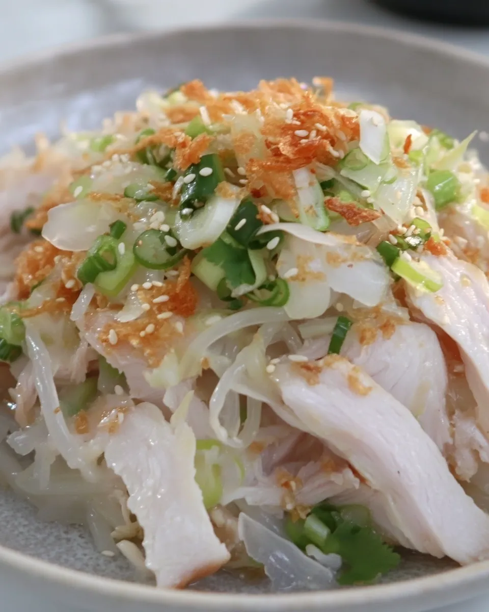 Easy Shredded Chicken w/ Rice Noodles & Sesame Paste recipe image