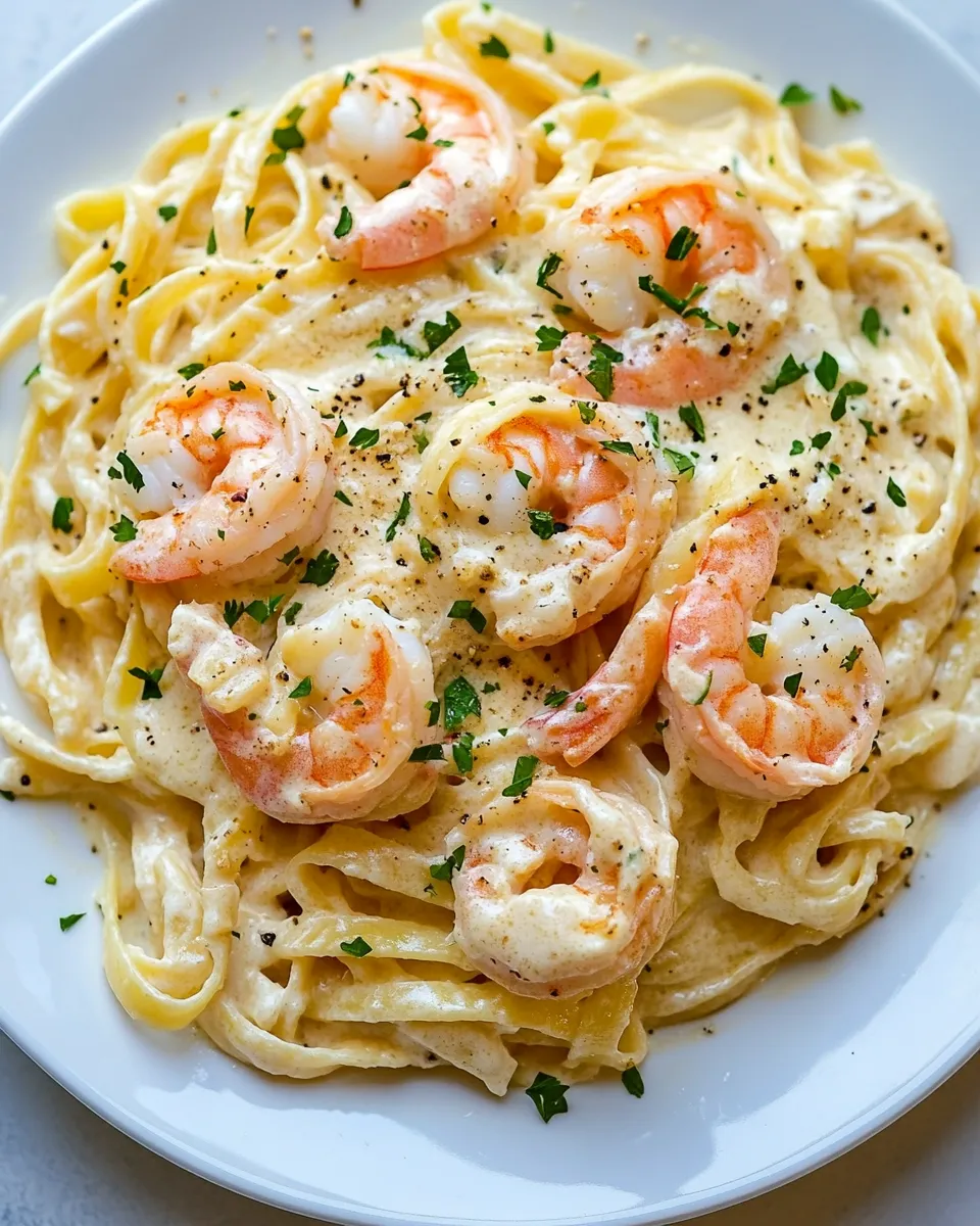 Delicious Shrimp Fettuccine Alfredo plate image