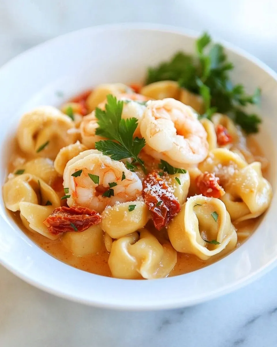 Delicious Shrimp & Sun-Dried Tomato Tortellini plate image