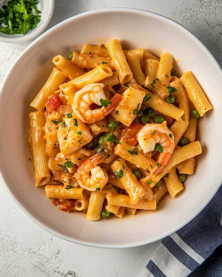 Homemade Shrimp and Pea Rigatoni photo