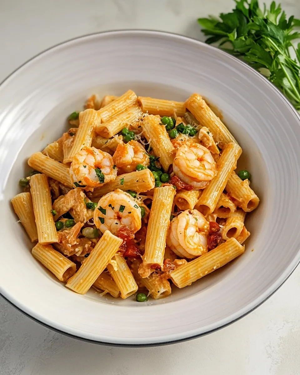 Easy Shrimp and Pea Rigatoni recipe photo