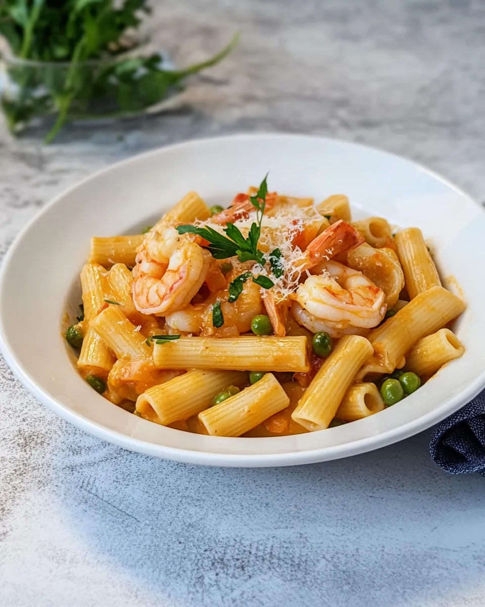Delicious Shrimp and Pea Rigatoni dish photo