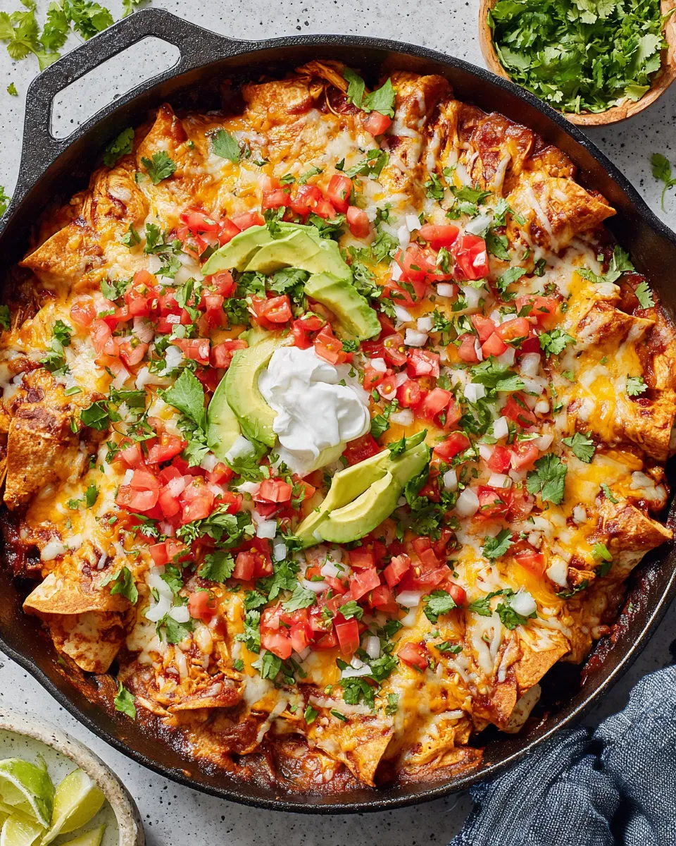 Easy Skillet Chicken Enchiladas food shot