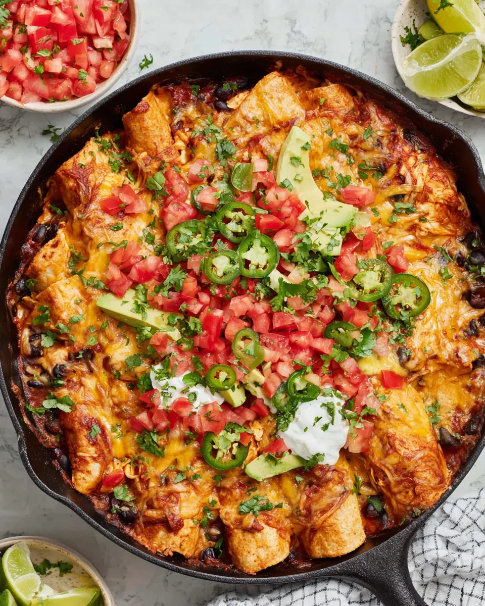 Delicious Skillet Chicken Enchiladas plate image