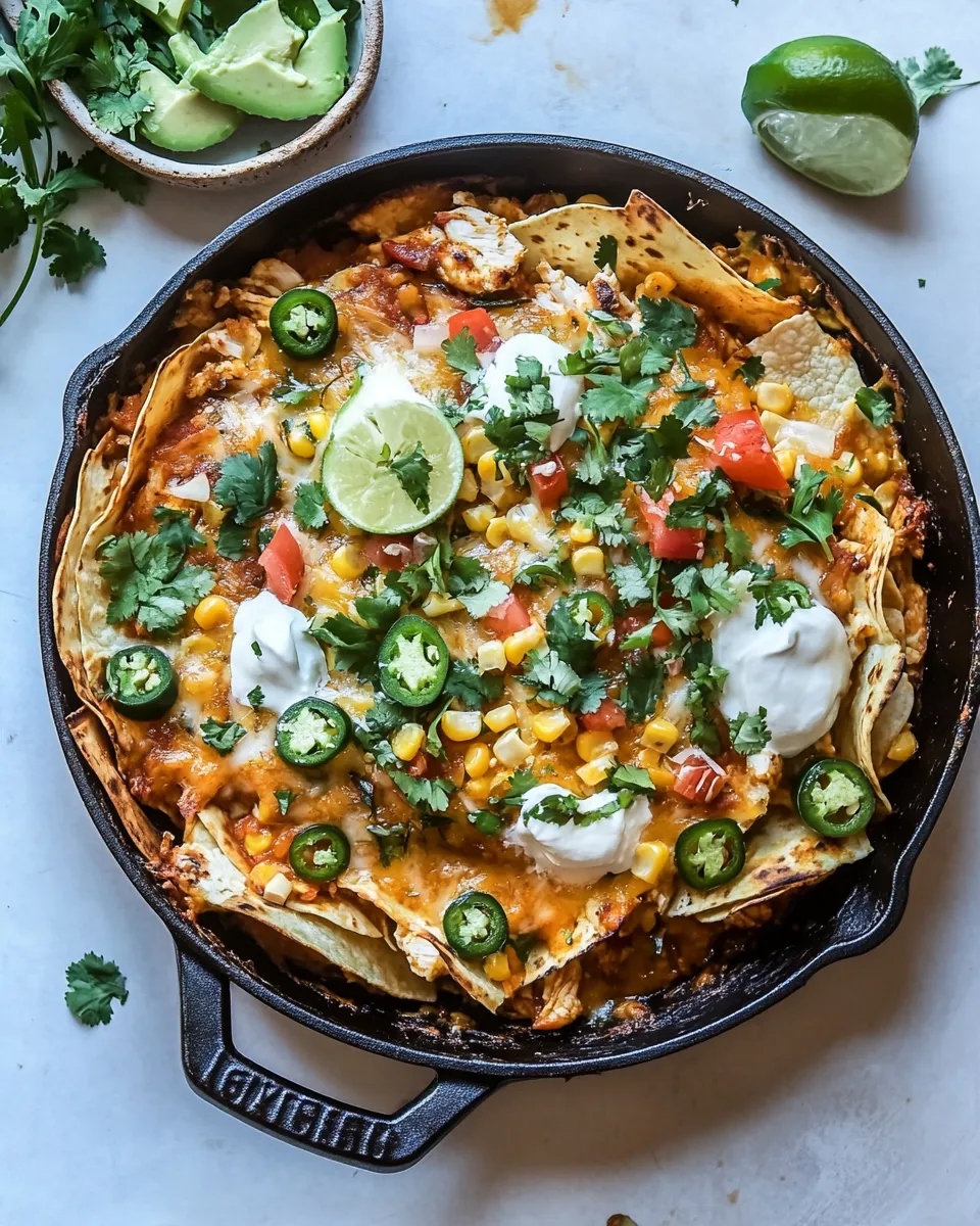 Classic Skillet Corn and Chipotle Chicken Tortilla Bake. image