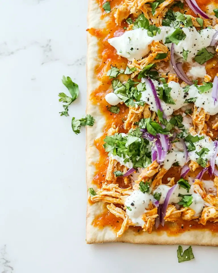 Homemade Skinny Buffalo Chicken Flatbread Pizza photo