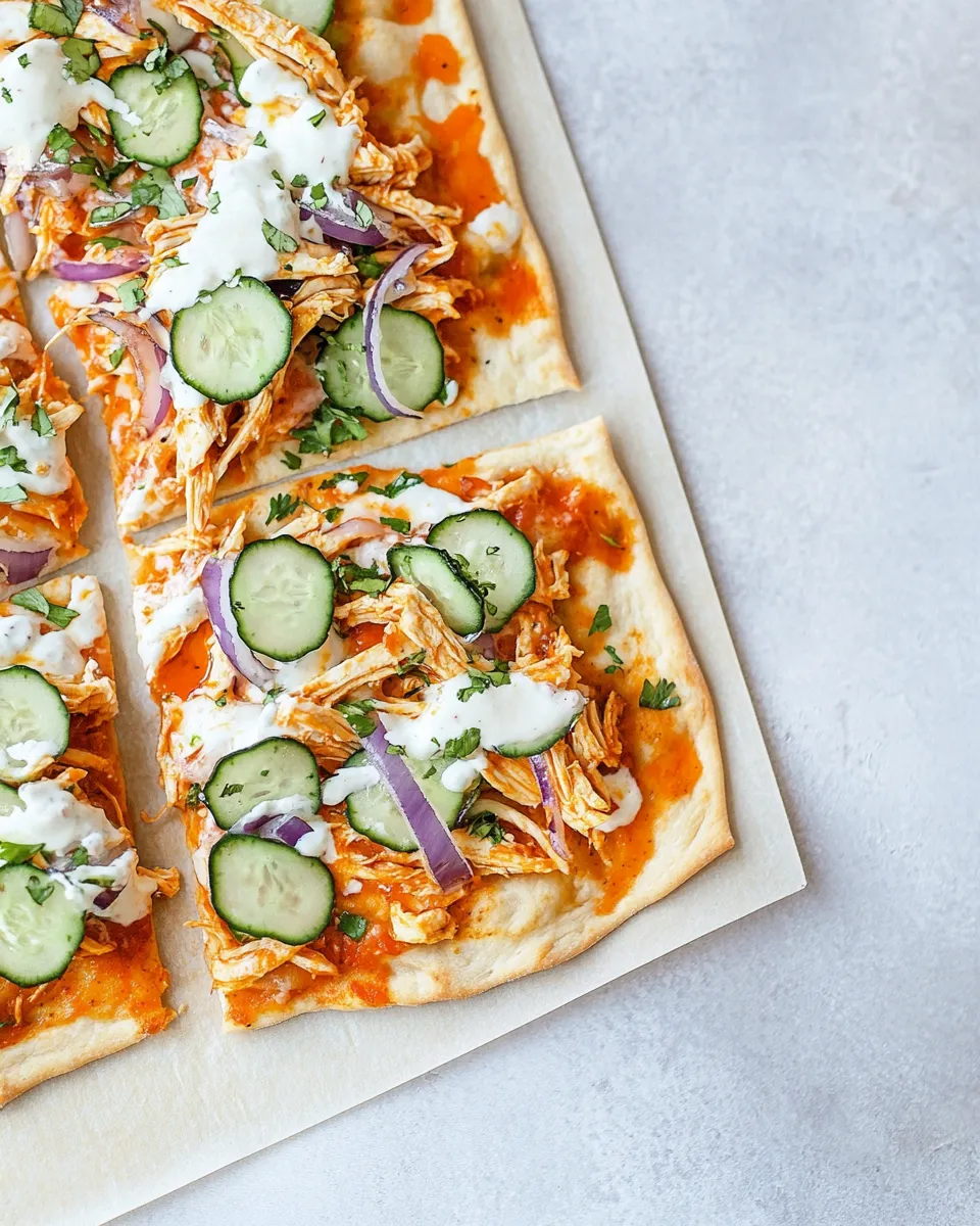Classic Skinny Buffalo Chicken Flatbread Pizza image