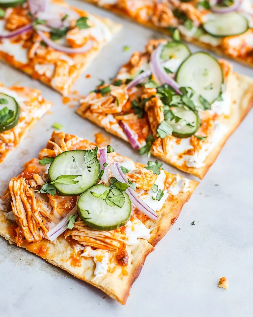 Easy Skinny Buffalo Chicken Flatbread Pizza recipe photo