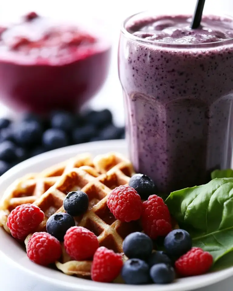 homemade Skinny Protein Waffles, Peanut Butter Chocolate Chip Cookies, plus my Favorite Berry Green Smoothie photo